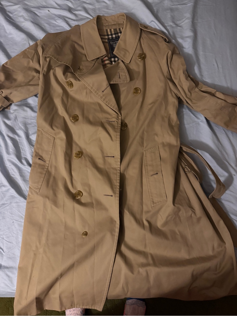 Burberry Tan Double-Breasted Trench Coat